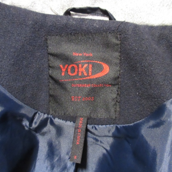 Yoki Womens Peacoat Coat Double-Breasted Jacket S Navy Blue Preppy Academia Chic - Picture 8 of 8